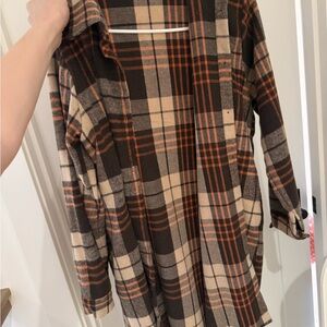 ADORA Checkered Shirt Jacket in Brown and Orange